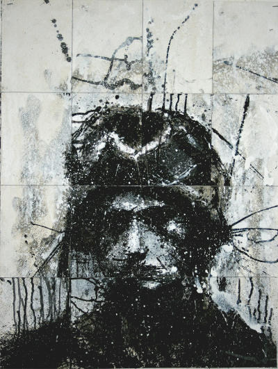 'Head of Mike 6' 2008. 74.5 x 56.5 cm. Ink and Acrylic on Paper.